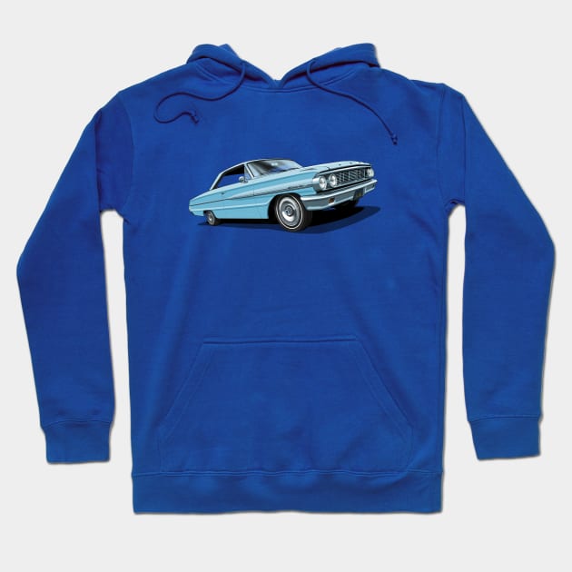 1964 Ford Galaxie 500 in skylight blue Hoodie by candcretro